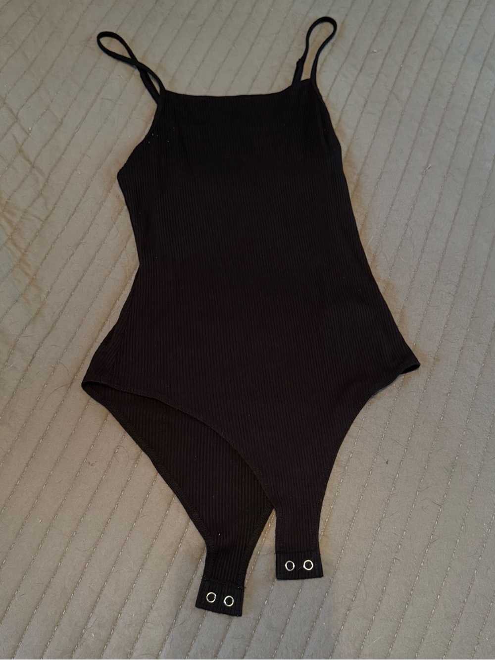 wild fable Black Ribbed Spaghetti-Strap Bodysuit